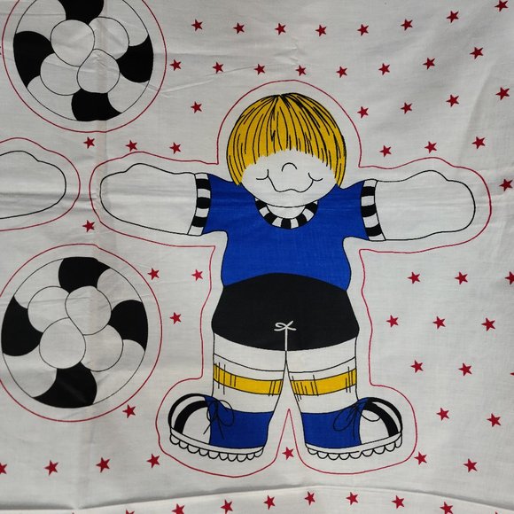 Soccer Boy&Girl/Soccer Balls Cut&Sew Fabric Panel VINTAGE!! - Picture 4 of 6